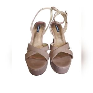 Nine West Jessie Tan Platform Ankle Strap Sandals Size 8.5